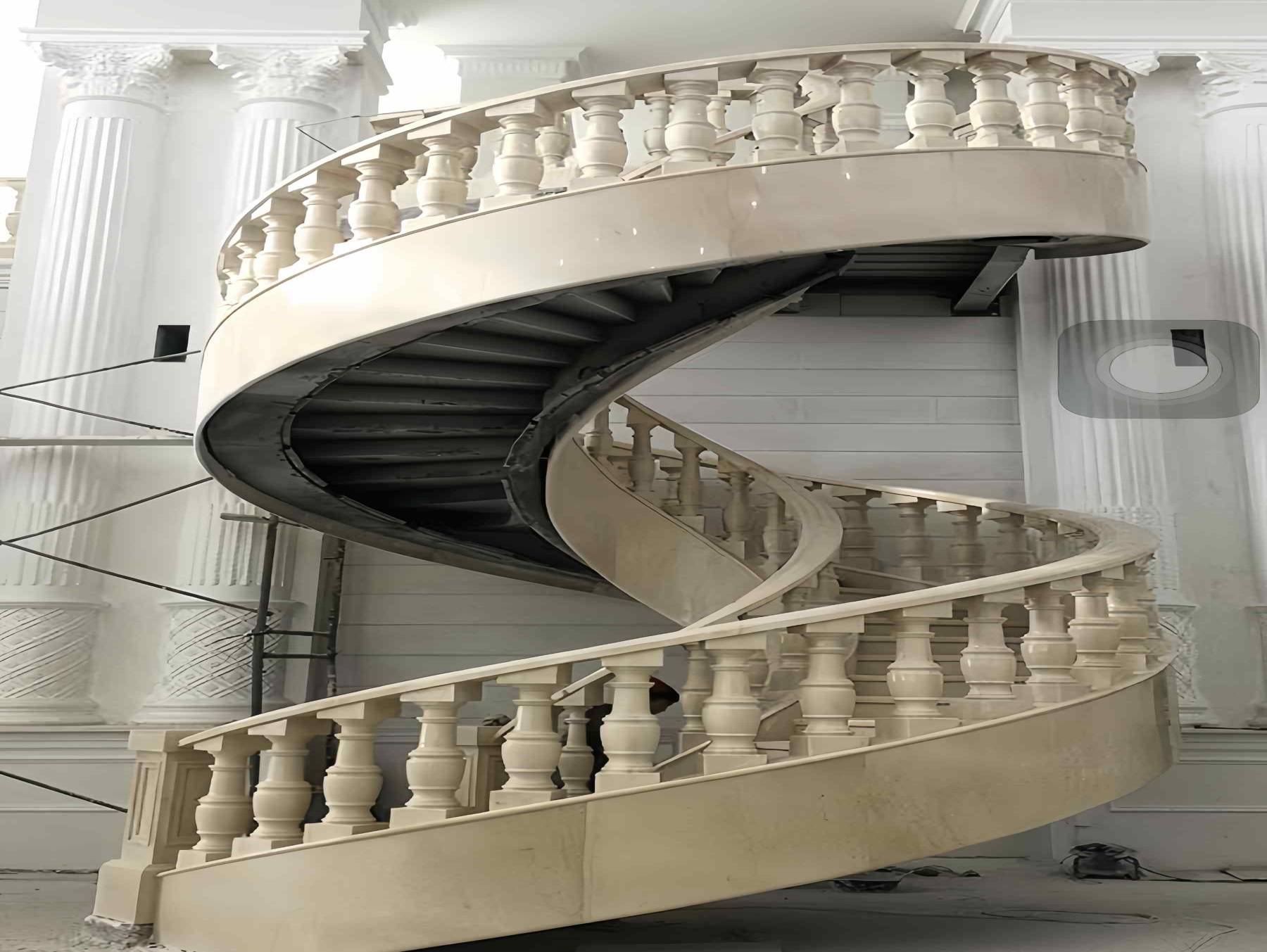 Spriral stair case and water-jet marble works for Kempinski Hotel projects