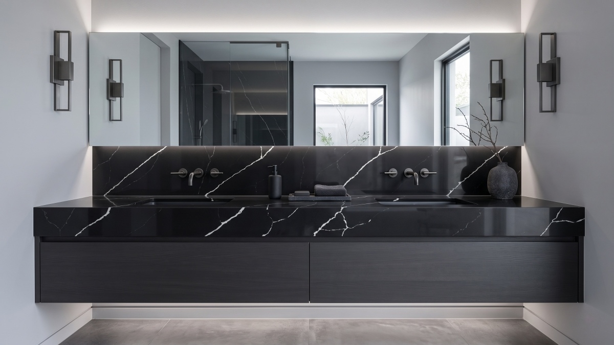 Black Line Quartz vanity top application