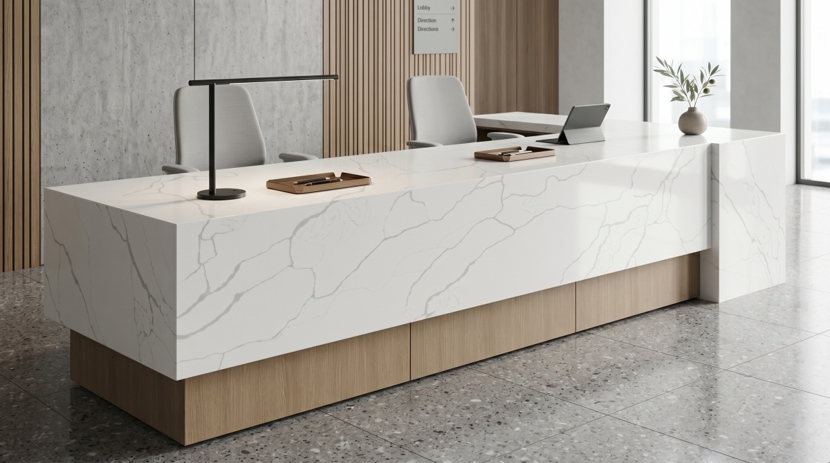 classic-calacatta-white-quartz-bathroom-vanity Bathroom vanity application with Classic Calacatta White Quartz