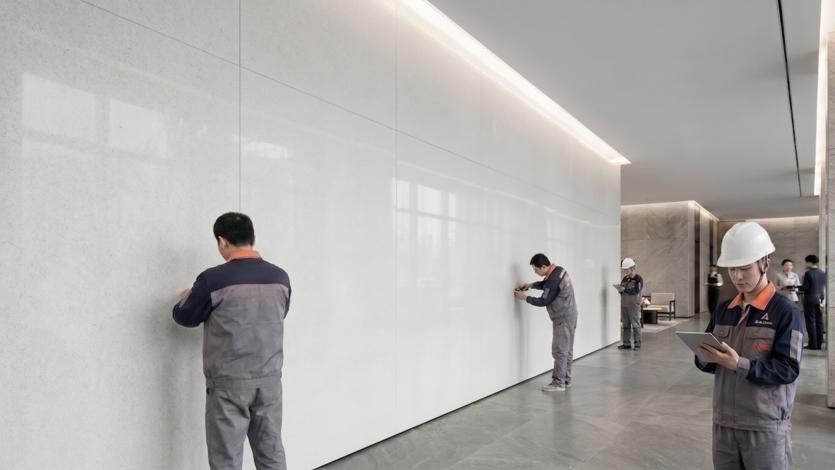 snow-white-artificial-marble-wall-panels-hotel Snow White Artificial Marble wall panels in a clean hotel interior from aoli stone