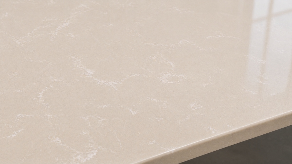 Polished Royal Botticino artificial marble surface detail with natural reflection from aoli stone