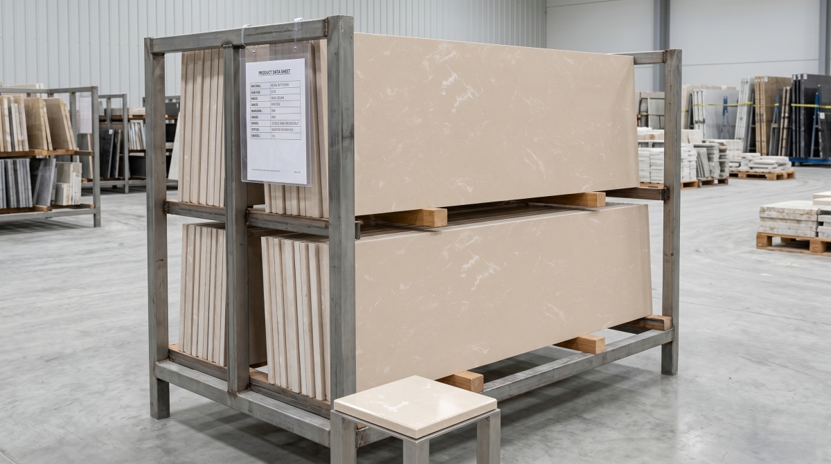Cut to size Royal Botticino artificial marble tiles with clean edges from aoli stone