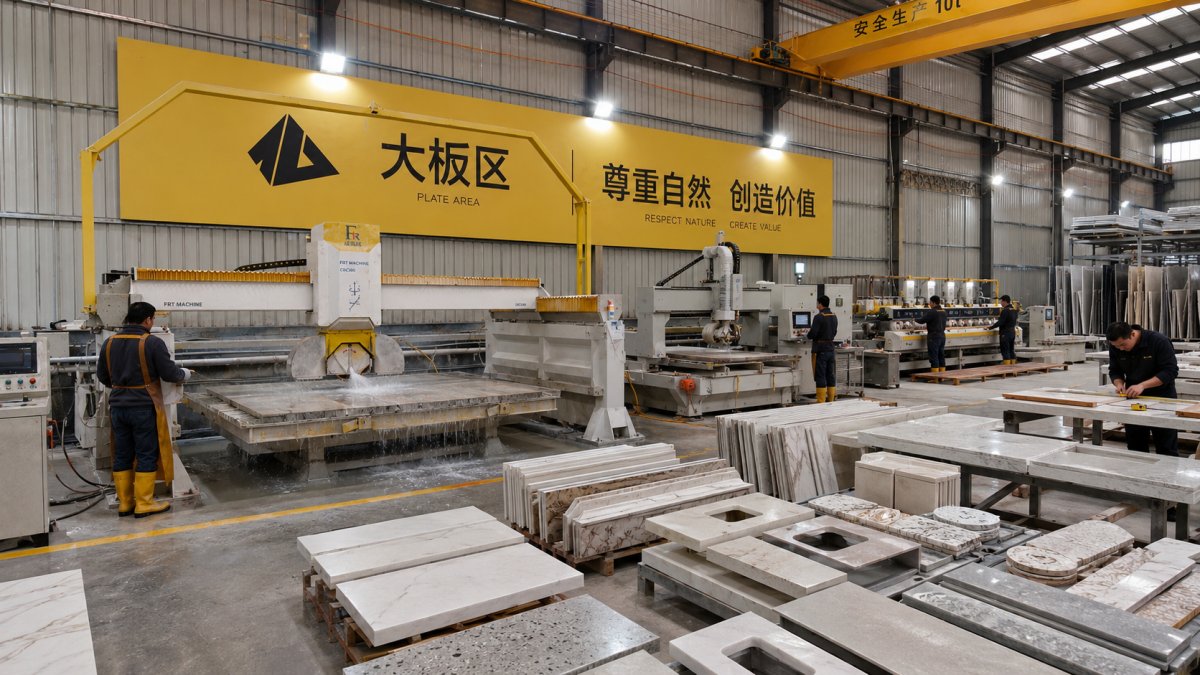 Stone cutting and fabrication support for slabs tiles and cut-to-size pieces
