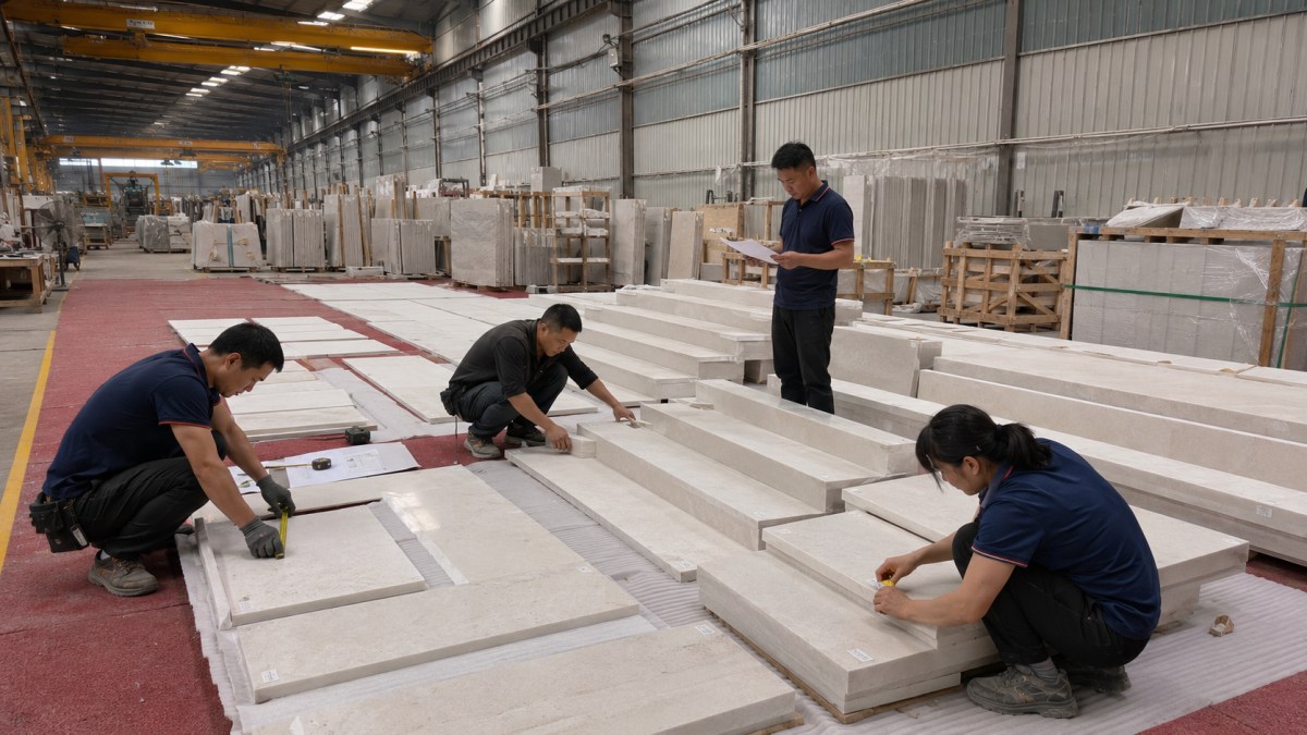 Project stone preparation and pre-shipment review for cut-to-size stone orders