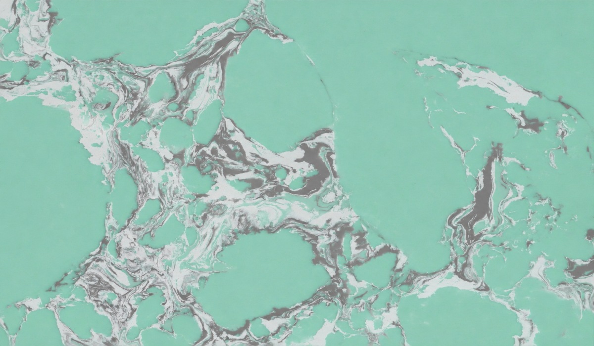 amazon-green-veined-artificial-marble-hero Amazon Green Veined Artificial Marble slab with polished green base and flowing white grey movement