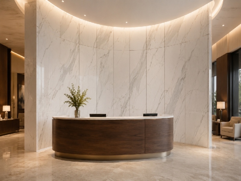 Curved Calacatta White Marble Wall