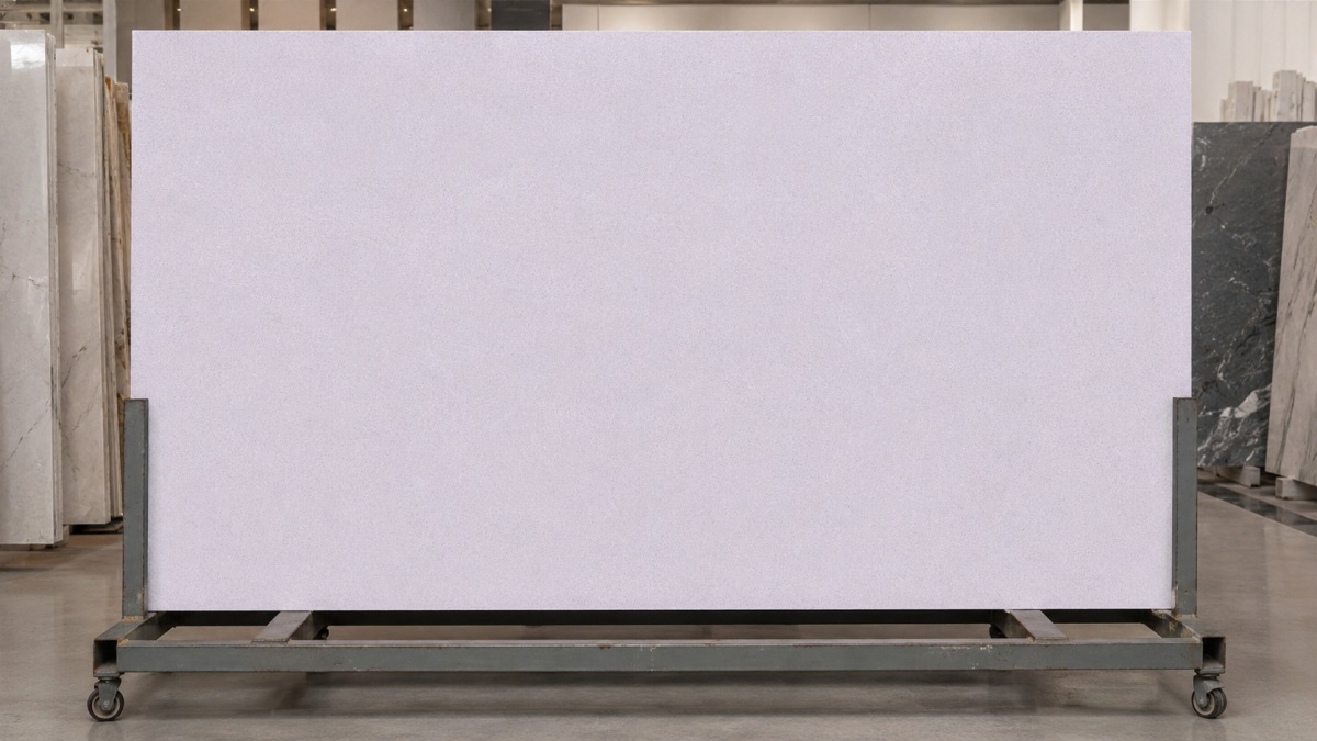 huaishan-white-artificial-marble-full-slab Full slab display of Huaishan White Artificial Marble with fine granular texture