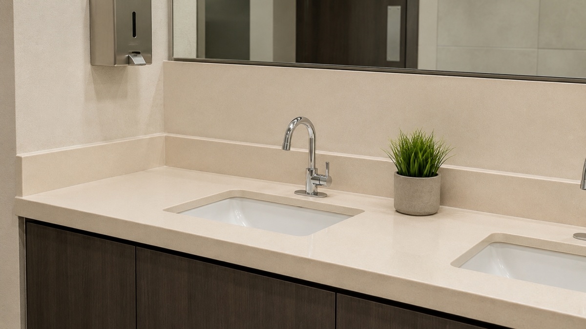 microcrystalline-beige-artificial-stone-vanity-top Microcrystalline beige artificial stone vanity top application