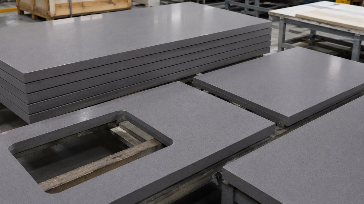cut-to-size-grey-artificial-marble-edge-detail Cut-to-size grey artificial marble edge detail