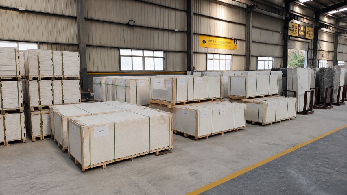 stone-flooring-export-packing-project-supply Stone flooring materials packed by project area for export supply