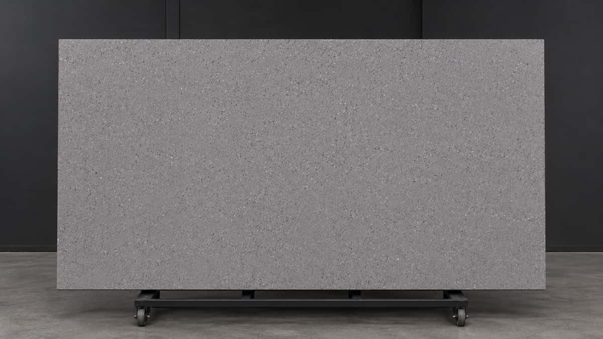 island-grey-artificial-stone-slab Island Grey artificial stone slab with fine speckled grey texture
