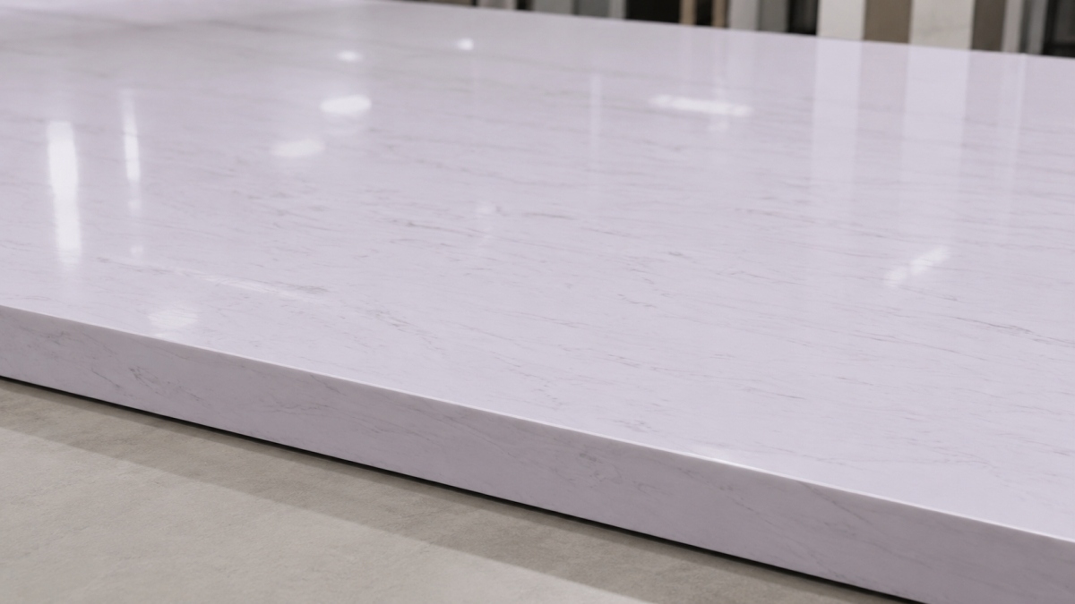 polished-carrara-look-artificial-stone-detail Polished Carrara look artificial stone surface detail