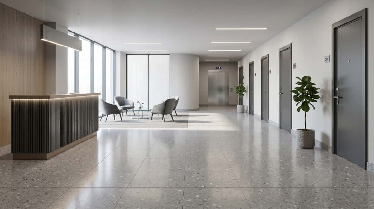 terrazzo-stone-apartment-lobby-corridor-review Terrazzo stone samples reviewed for apartment lobby and corridor areas