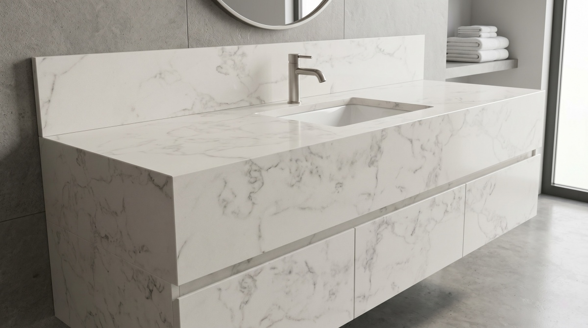 white-grey-artificial-marble-vanity-top White grey artificial marble vanity top application