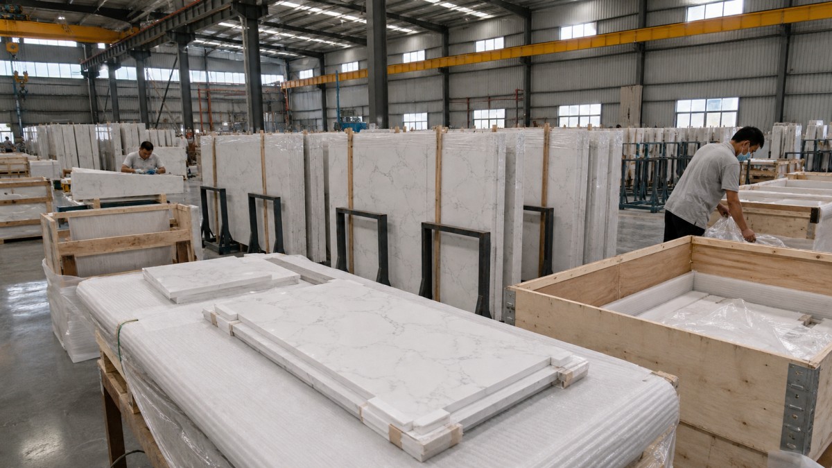 aoli-stone-artificial-marble-export-packing Aoli Stone artificial marble slab prepared for export packing