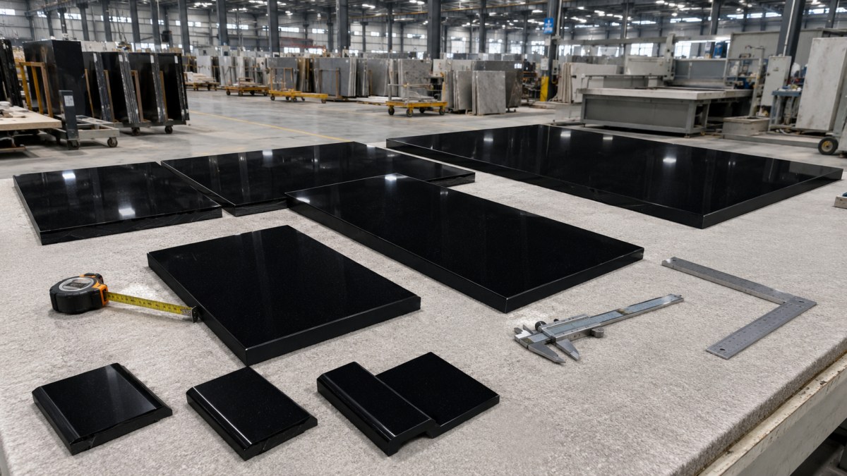 black-artificial-marble-cut-to-size-panels Cut-to-size black artificial marble panels prepared for interior construction