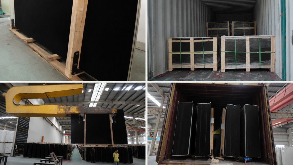black-artificial-marble-export-packing Black artificial marble slabs packed in seaworthy wooden crates for export