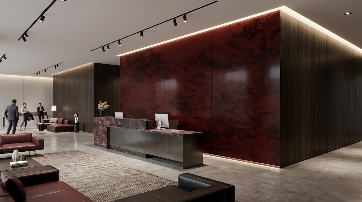 deep-red-agglomerated-marble-polished-surface Polished surface detail of deep red agglomerated marble for wall and counter use