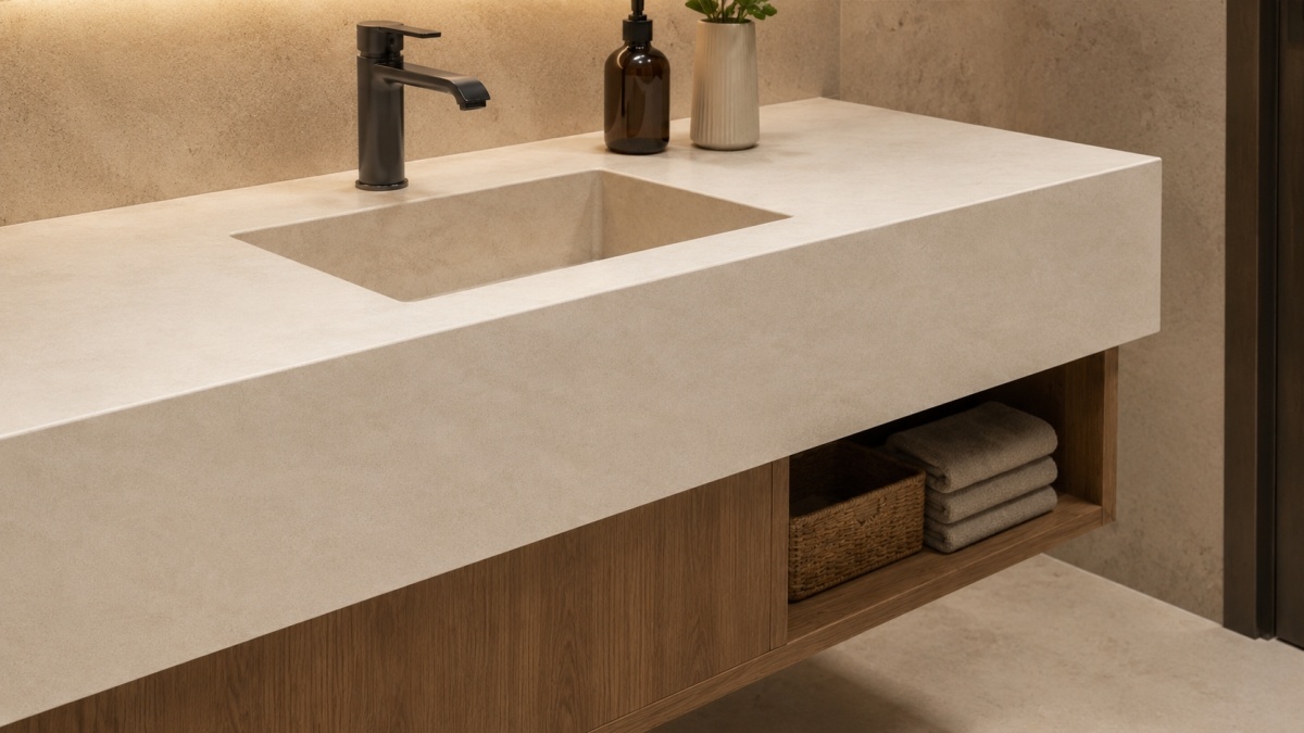 raining-wave-beige-artificial-stone-marble-vanity-top Raining Wave Beige artificial stone marble vanity top application
