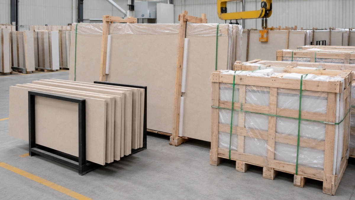 Export packing for Raining Wave Beige artificial marble Export packing for Raining Wave Beige artificial marble