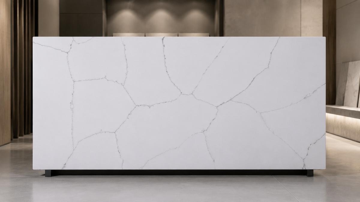 rift-vein-white-artificial-marble-slab Rift Vein White Artificial Marble Slab with fine grey vein pattern