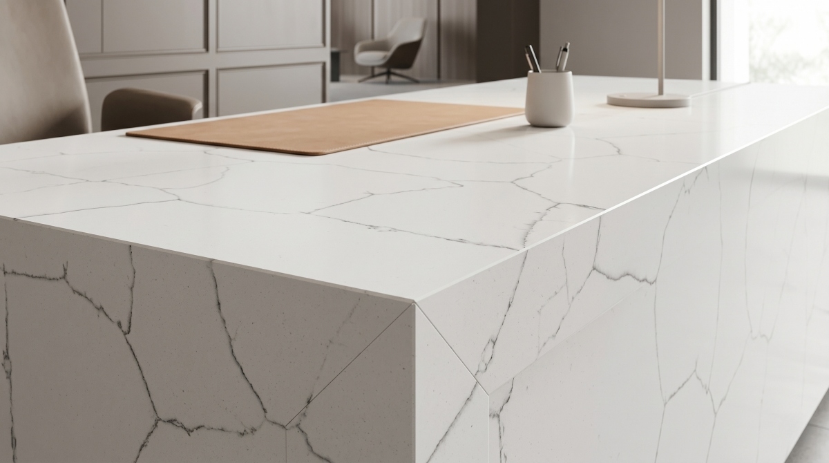 rift-vein-white-artificial-marble-reception-counter Rift Vein White artificial marble reception counter surface