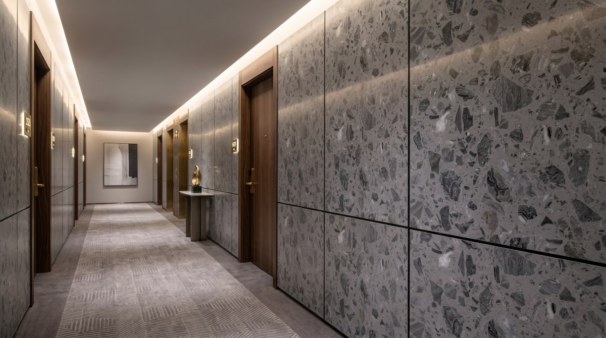 intertwining-grey-artificial-marble-wall-panel Intertwining Grey Artificial Marble wall panel application in a grey interior