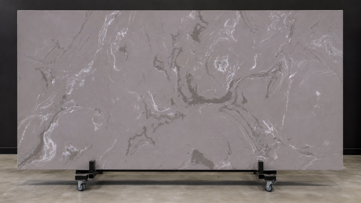cloudy-grey-artificial-marble-slab Cloudy Grey Artificial Marble slab with soft grey base and white grey veining