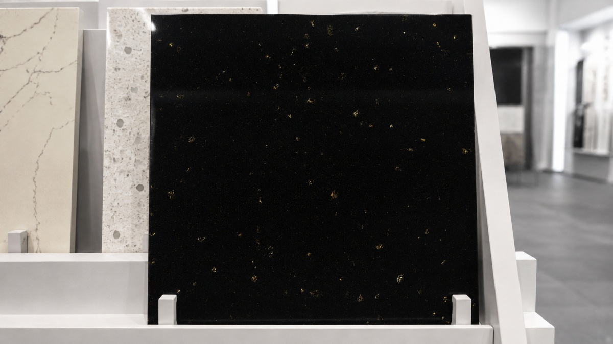 black-galaxy-artificial-marble-sample-board Black Galaxy Artificial Marble sample board for distributors and designers