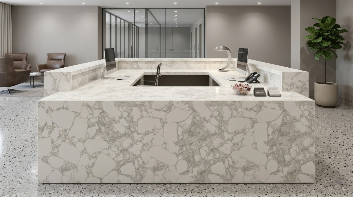 fendy-white-artificial-marble-reception-counter Fendy White Artificial Marble reception counter for commercial interiors