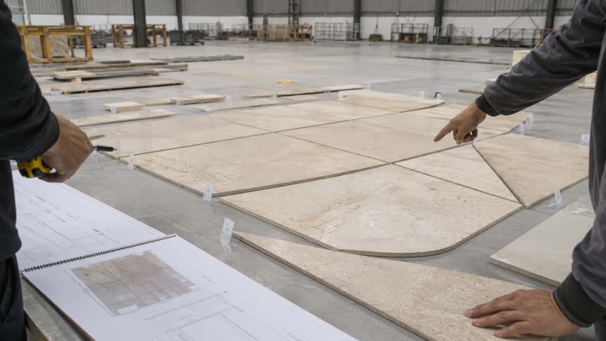 stone-panels-dry-layout-reviewed-before-installation Stone panels dry layout reviewed on site before installation