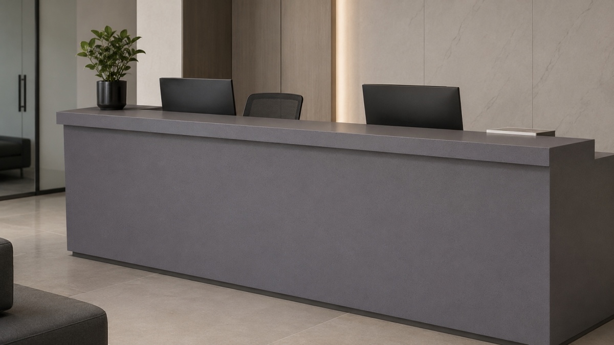 microcrystal-cloud-grey-artificial-stone-reception-counter Microcrystal Cloud Grey Artificial Stone reception counter application