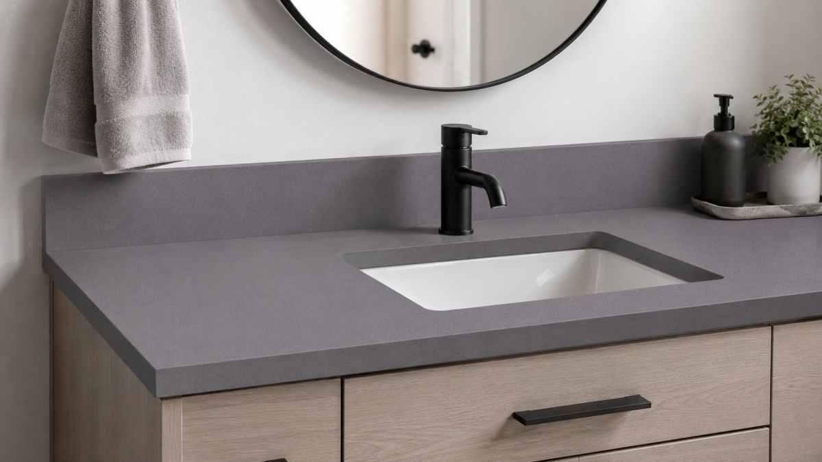 microcrystal-cloud-grey-artificial-stone-vanity-top Microcrystal Cloud Grey Artificial Stone for fabricated vanity top