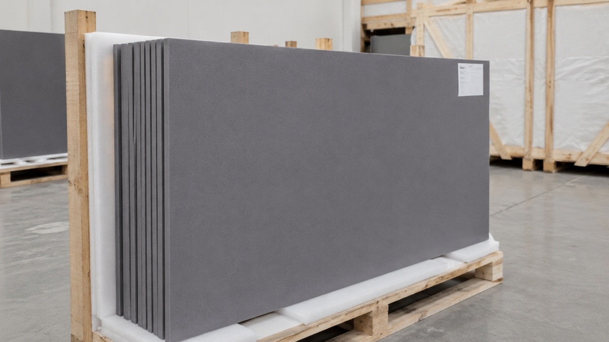 microcrystal-cloud-grey-artificial-stone-export-packing Export packing of Microcrystal Cloud Grey Artificial Stone slabs for overseas shipment