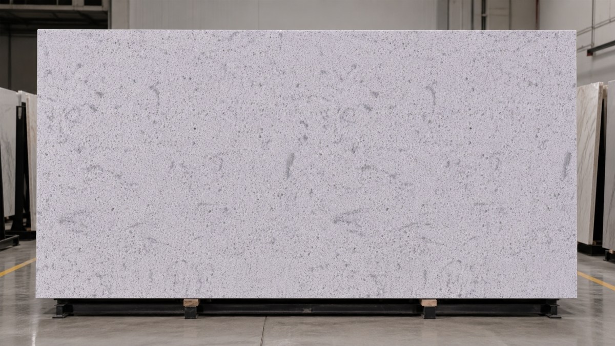 Pristine White Crystalline Artificial Marble stone slab with white grey surface