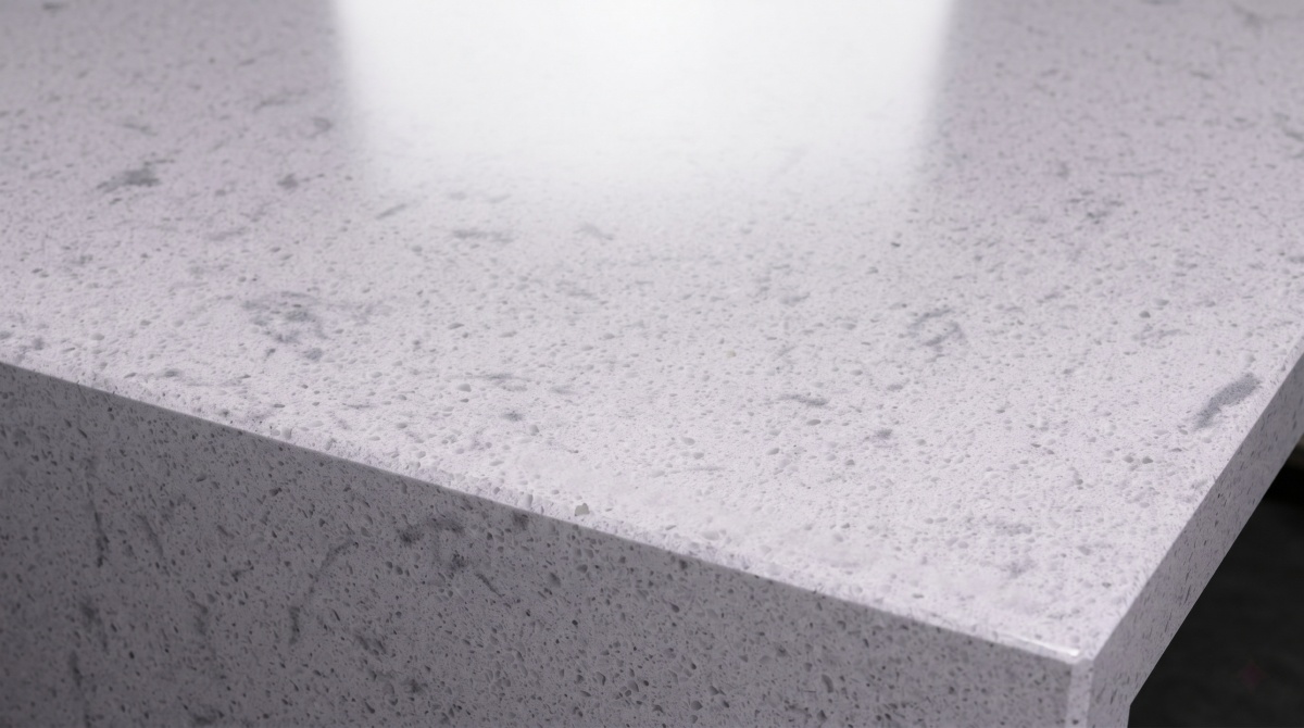 White artificial marble stone with grey cloudy crystalline movement