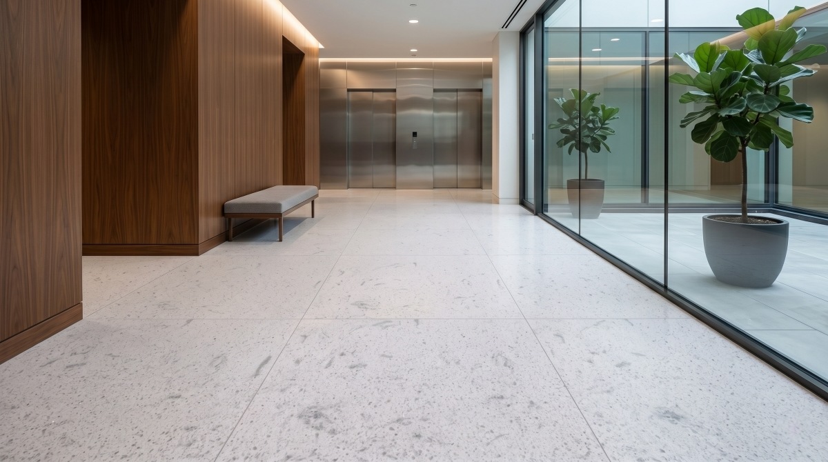 White crystalline artificial marble stone for interior flooring
