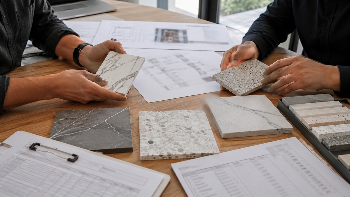 artificial-stone-samples-project-review Artificial stone samples reviewed with project drawings