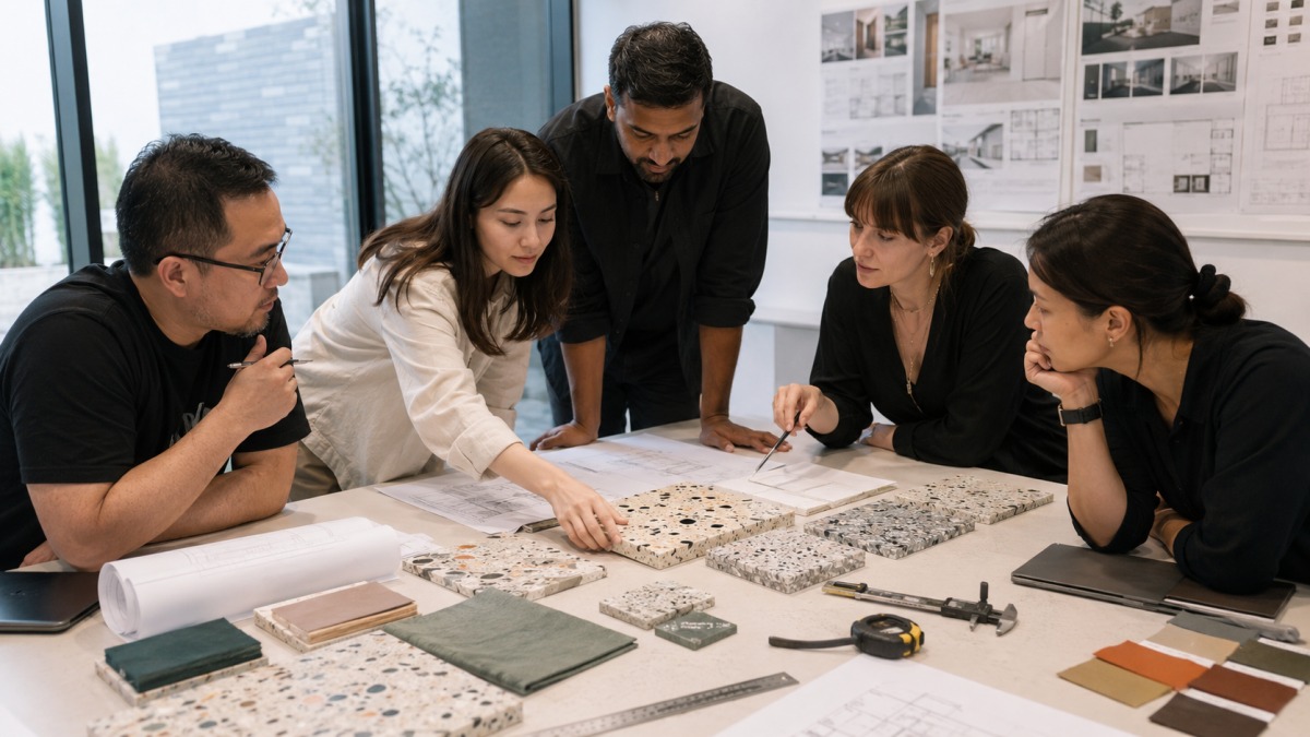 Terrazzo samples reviewed by architects designers and project buyers