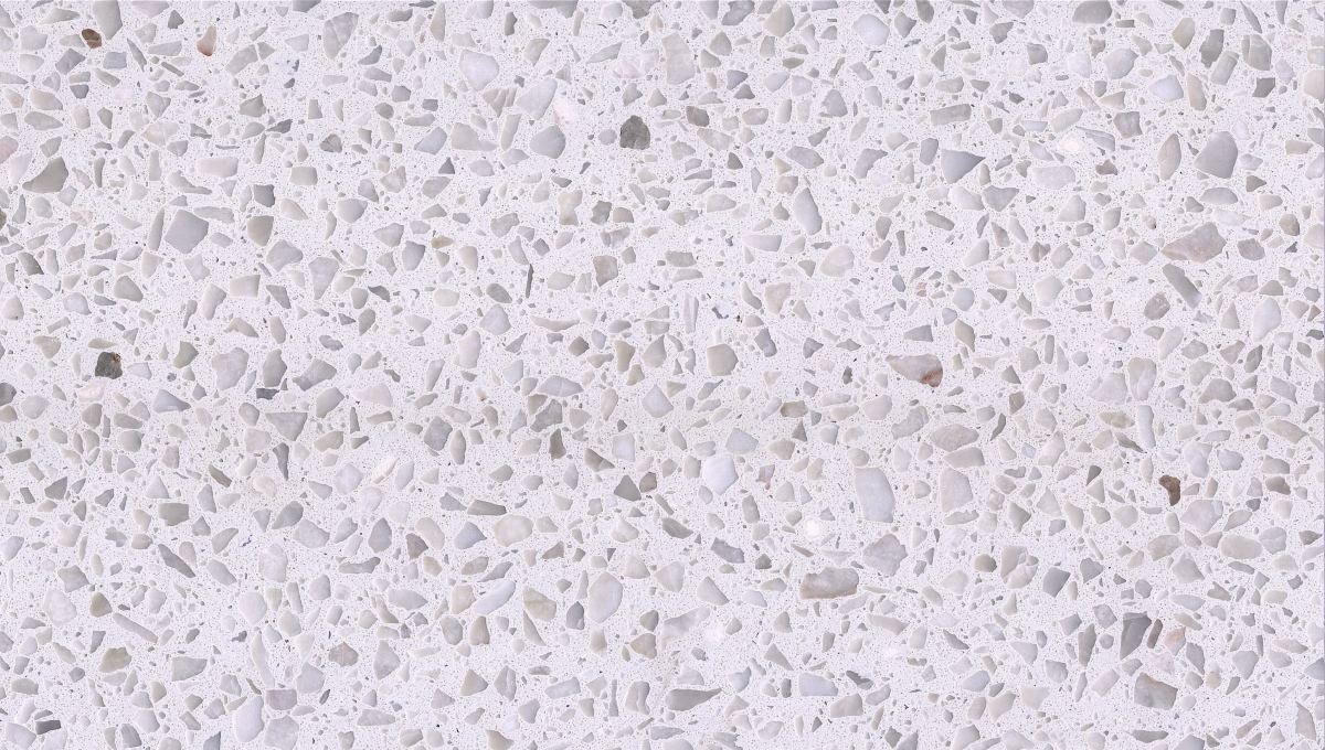 terrazzo-oriental-white-aggregate-close-up Close-up of Oriental White Terrazzo with white and pale grey aggregate chips