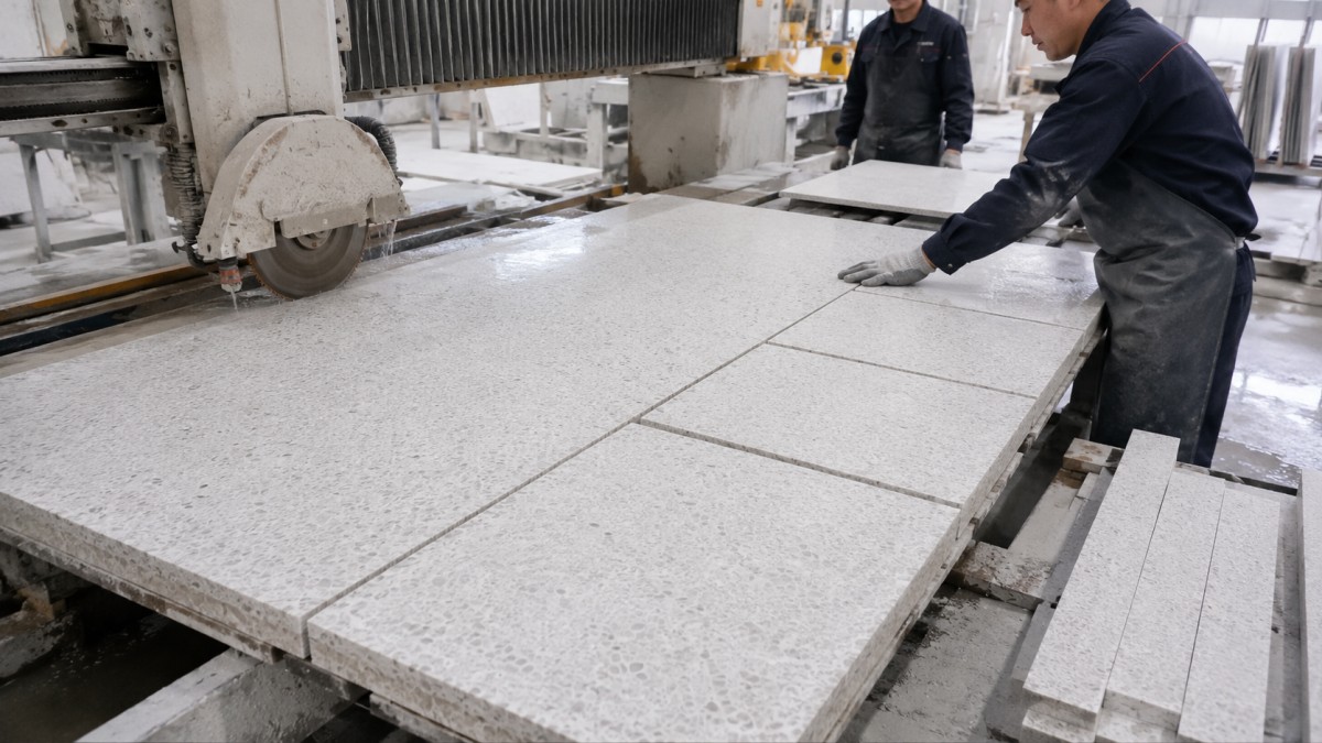 terrazzo-oriental-white-cut-to-size-processing Cut-to-size processing for Oriental White Terrazzo project pieces