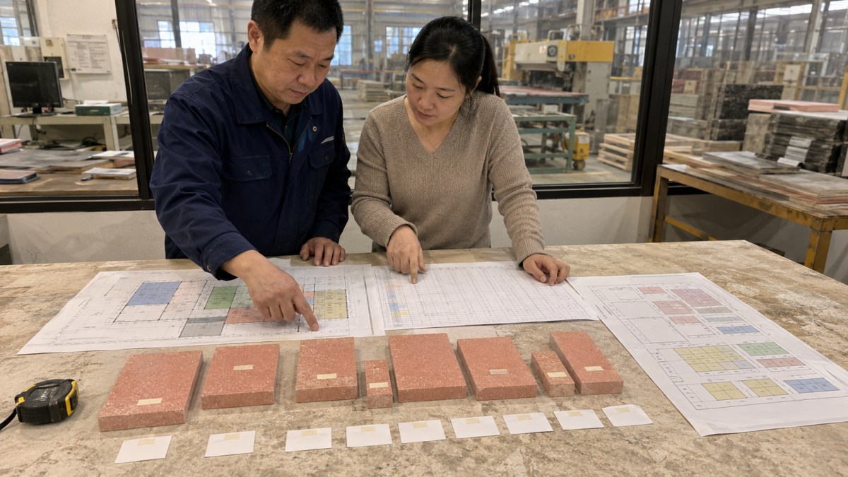 terrazzo-size-schedule-area-coding-review Terrazzo size schedule piece numbers and area coding checked before cutting