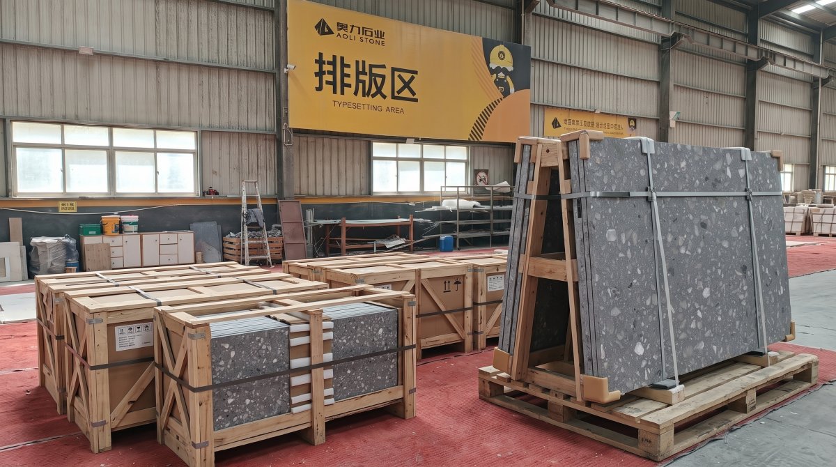 anna-grey-terrazzo-export-packing Export packing for Anna Grey terrazzo slabs and cut-to-size pieces
