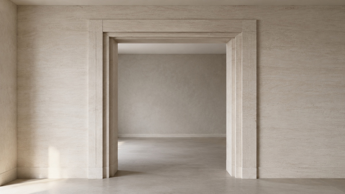 french-wood-grain-limestone-doorway-molding-concept Architectural doorway surround made from jointed French Wood Grain Limestone moldings